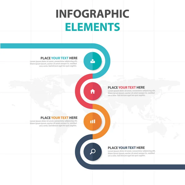 Abstrato círculo colorido negócio timeline Infográficos elementos, modelo de apresentação design plano vetor ilustração para web design marketing publicidade — Vetor de Stock