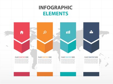 Renkli etiket iş Infographics elemanları, sunu şablonu düz tasarım vektör çizim reklam pazarlama web tasarım için soyut