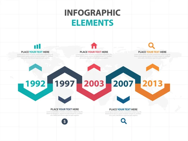 Abstrakta färgstarka pilen business tidslinje Infographics element, presentation mallen platt design vektorillustration för webbdesign marknadsföring reklam — Stock vektor