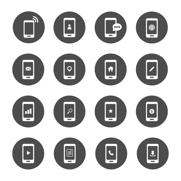 Telefon und Mobiltelefon-Applikation für Kommunikations-Icon-Set — Stockvektor