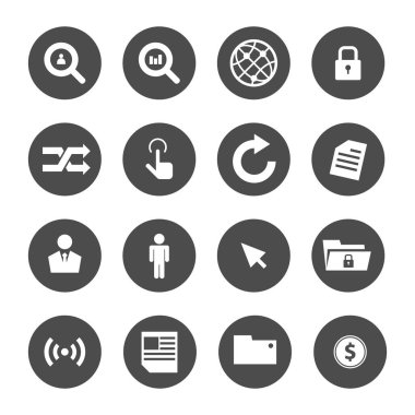 İş kavramı ile araç ve insan vektör Icon set 