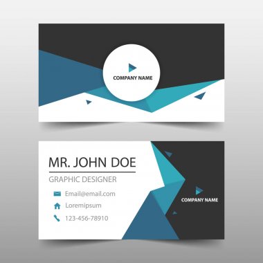 Mavi üçgen kurumsal kartvizit, isim kartı şablonu, yatay basit temiz düzeni tasarım şablonu, iş banner Şablon Web sitesi için