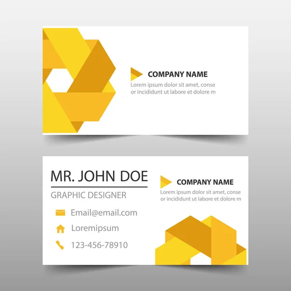 Triangle jaune carte de visite d'entreprise, modèle de carte de nom, modèle horizontal simple de conception de mise en page propre, modèle de bannière d'affaires pour le site Web — Image vectorielle