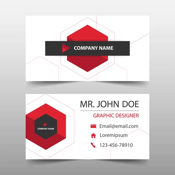 Rotes Sechseck Corporate Card, Visitenkartenvorlage, horizontale einfache saubere Layout-Design-Vorlage, Business-Banner-Vorlage für Website — Stockvektor