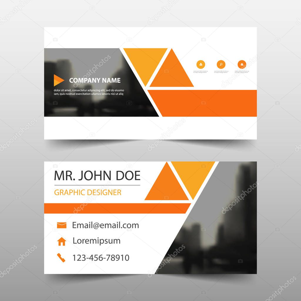 Orange triangle corporate business card, name card template ,horizontal simple clean layout design template , Business banner template for website