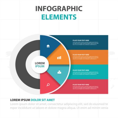 Renkli daire iş Infographics elemanları, sunu şablonu düz tasarım vektör çizim reklam pazarlama web tasarım için soyut