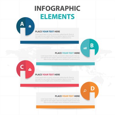 Renkli daire iş Infographics elemanları, sunu şablonu düz tasarım vektör çizim reklam pazarlama web tasarım için soyut