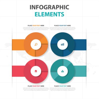 Renkli daire iş Infographics elemanları, sunu şablonu düz tasarım vektör çizim reklam pazarlama web tasarım için soyut