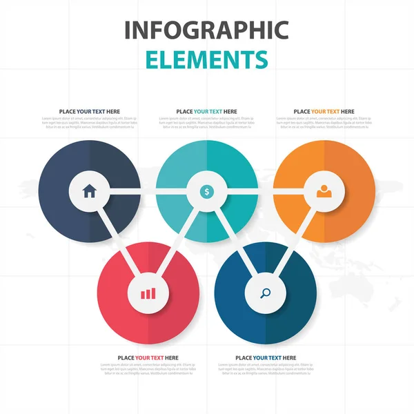 Abstrato círculo colorido negócio timeline Infográficos elementos, modelo de apresentação design plano vetor ilustração para web design marketing publicidade — Vetor de Stock