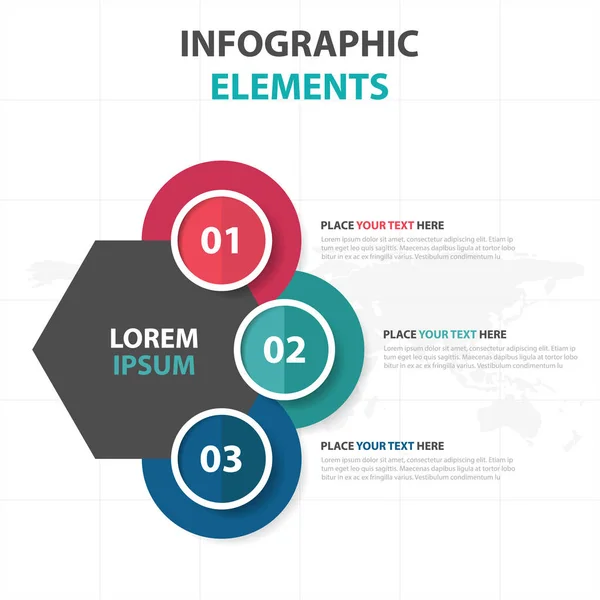 Abstrait cercle coloré hexagone éléments d'infographie d'affaires, modèle de présentation illustration vectorielle de conception plate pour la publicité de marketing de conception Web — Image vectorielle