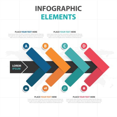 Renkli üçgen iş Infographics elemanları, sunu şablonu düz tasarım vektör çizim reklam pazarlama web tasarım için soyut