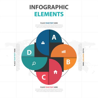 Renkli daire iş Infographics elemanları, sunu şablonu düz tasarım vektör çizim reklam pazarlama web tasarım için soyut