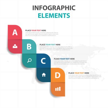 Renkli adım iş zaman çizelgesi Infographics elemanları, sunu şablonu düz tasarım vektör çizim reklam pazarlama web tasarım için soyut
