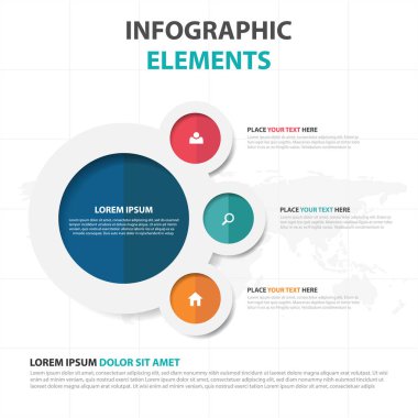 Renkli daire iş Infographics elemanları, sunu şablonu düz tasarım vektör çizim reklam pazarlama web tasarım için soyut