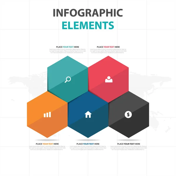 Abstract colorful hexagon business timeline Elementos infográficos, modelo de apresentação ilustração vetorial de design plano para publicidade de marketing de web design —  Vetores de Stock