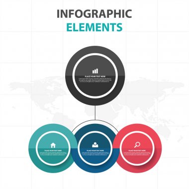 Renkli daire iş Infographics elemanları, sunu şablonu düz tasarım vektör çizim reklam pazarlama web tasarım için soyut