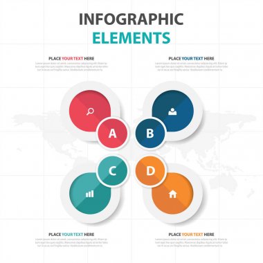 Renkli daire iş Infographics elemanları, sunu şablonu düz tasarım vektör çizim reklam pazarlama web tasarım için soyut