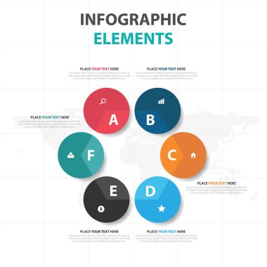 Renkli daire iş Infographics elemanları, sunu şablonu düz tasarım vektör çizim reklam pazarlama web tasarım için soyut