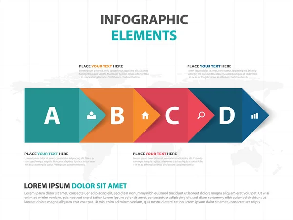 Astratto colorato freccia business elementi infografici, presentazione modello piatto disegno vettoriale illustrazione per la pubblicità web design marketing — Vettoriale Stock