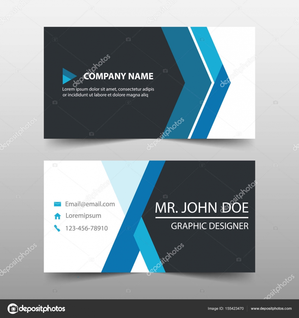 blue corporate business card name card template horizontal simple