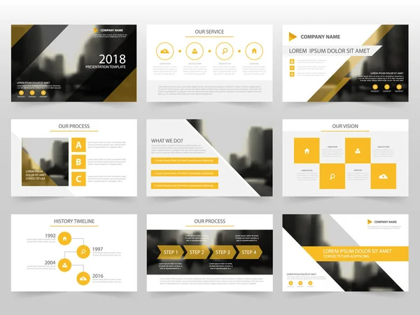 Yellow Abstract presentation templates, Infographic elements template flat design set for annual report brochure flyer leaflet marketing advertising banner template — Stock Vector