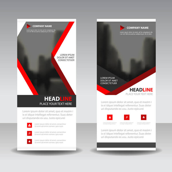Red label roll up business brochure flyer banner design, cover presentation abstract geometric background, modern publication x-banner and flag-banner, layout in rectangle size
.