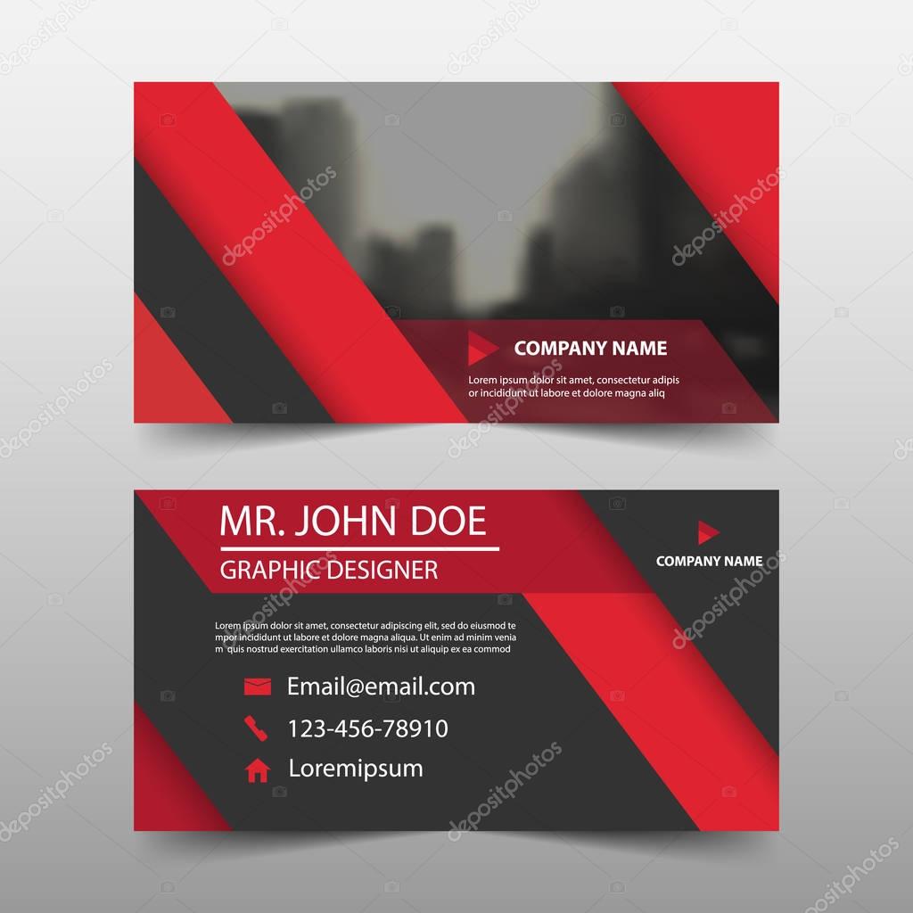 Red triangle corporate business card, name card template ,horizontal simple clean layout design template , Business banner template for website