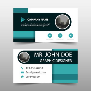 Mavi daire kurumsal kartvizit, isim kartı şablonu, yatay basit temiz düzeni tasarım şablonu 