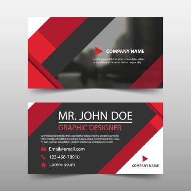 Kırmızı üçgen kurumsal kartvizit, isim kartı şablonu, yatay basit temiz düzeni tasarım şablonu 