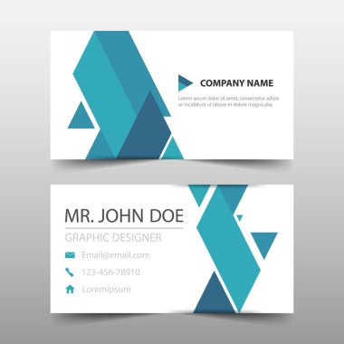 Mavi üçgen kurumsal kartvizit, isim kartı şablonu, yatay basit temiz düzeni tasarım şablonu, iş banner Şablon Web sitesi için