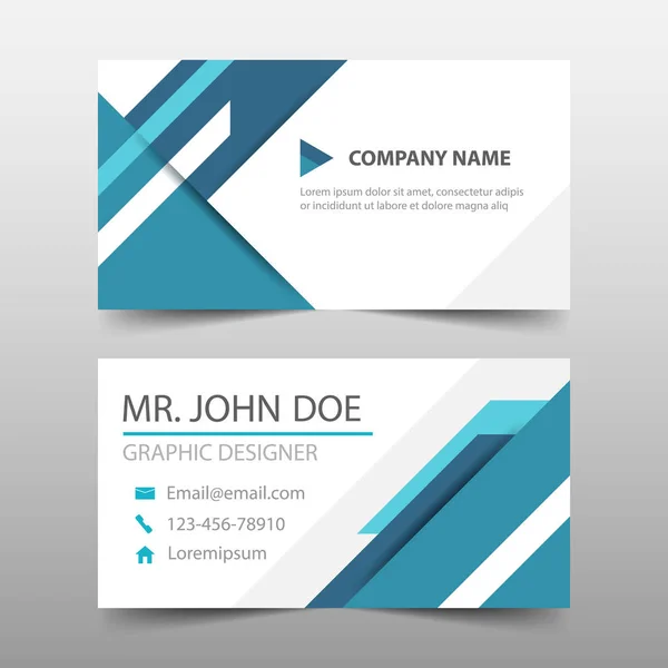Blå triangel företags visitkort, namn adresskortsmallen, horisontella enkel ren layout designmall — Stock vektor
