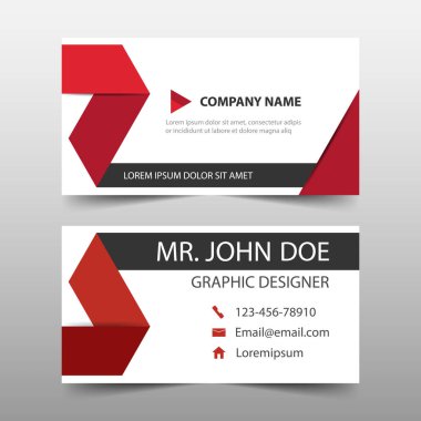 Kırmızı kurumsal kartvizit, isim kartı şablonu, yatay basit temiz düzeni tasarım şablonu, iş banner Şablon Web sitesi için