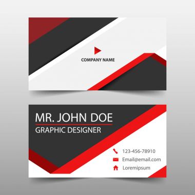 Kırmızı üçgen kurumsal kartvizit, isim kartı şablonu, yatay basit temiz düzeni tasarım şablonu, iş banner Şablon Web sitesi için