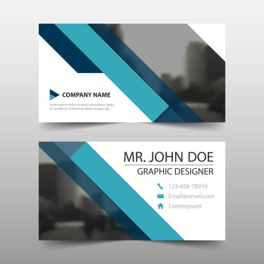 Mavi üçgen kurumsal kartvizit, isim kartı şablonu, yatay basit temiz düzeni tasarım şablonu, iş banner Şablon Web sitesi için