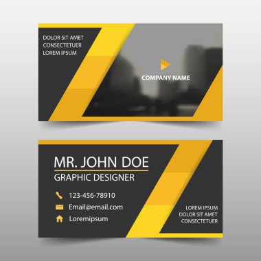 Sarı Üçgen kurumsal kartvizit, isim kartı şablonu, yatay basit temiz düzeni tasarım şablonu, iş banner Şablon Web sitesi için