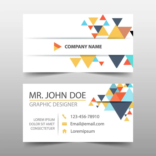 Красочный треугольник корпоративной визитной карточки, имя шаблон карты, горизонтальный простой дизайн макета шаблон, шаблон бизнес-баннера для веб-сайта — стоковый вектор