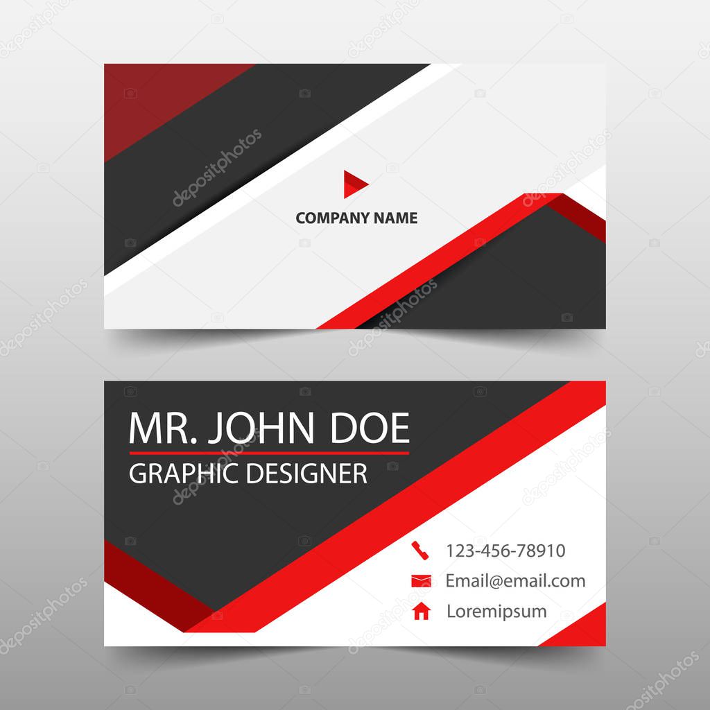 Red triangle corporate business card, name card template ,horizontal simple clean layout design template , Business banner template for website