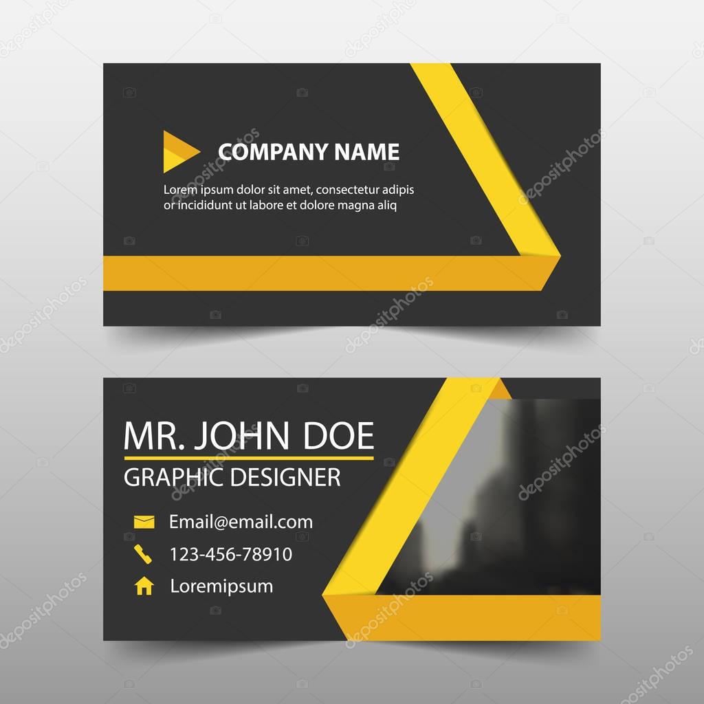 Yellow triangle corporate business card, name card template ,horizontal simple clean layout design template , Business banner template for website