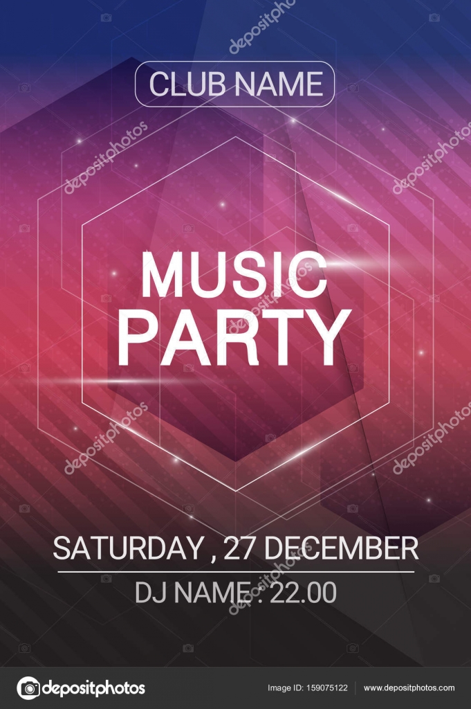 zeshoek muziek partij edm geluid poster. elektronische club leuke