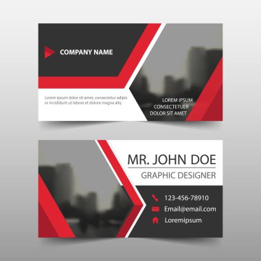 Kırmızı üçgen kurumsal kartvizit, isim kartı şablonu, yatay basit temiz düzeni tasarım şablonu, iş banner Şablon Web sitesi için