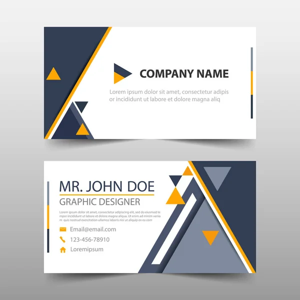 Triangle jaune noir carte de visite d'entreprise, modèle de carte de nom, modèle horizontal simple de conception de mise en page propre, modèle de bannière d'affaires pour le site Web — Image vectorielle