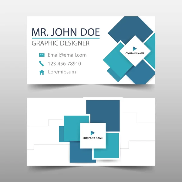 Carte de visite d'entreprise carré bleu, modèle de carte de nom, modèle horizontal simple de conception de mise en page propre, modèle de bannière d'affaires pour le site Web — Image vectorielle