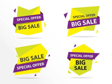 Renkli alışveriş satış banner şablon, indirimli satış afiş koleksiyonu kümesi