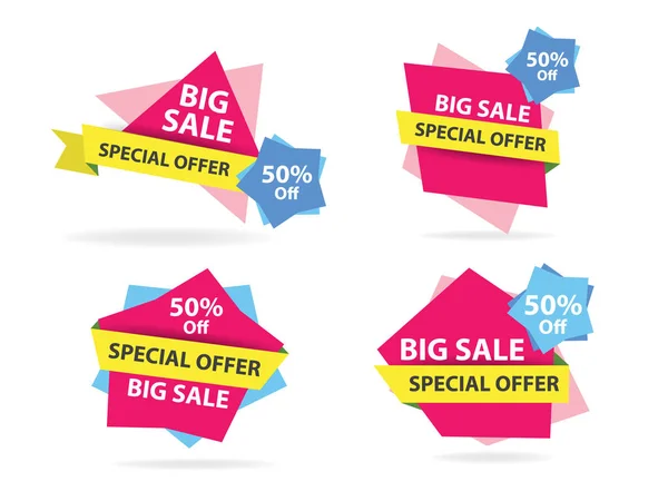 Colorful shopping sale banner template, discount sale banner collection set — Stock Vector