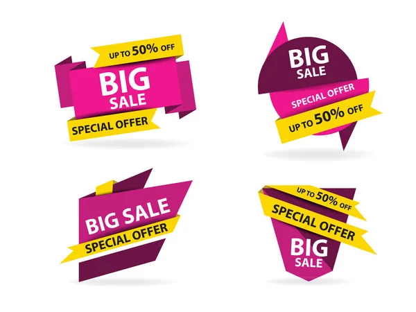 Färgglad shopping försäljning banner mall, rabatt salu banner collection set — Stock vektor