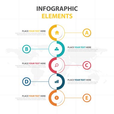İş Infographic zaman çizelgesi işlem şablonu, renkli afiş 