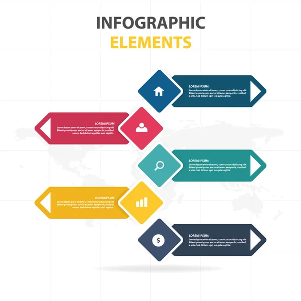 Plantilla de proceso de línea de tiempo de Infografía de Negocios, Banner colorido — Archivo Imágenes Vectoriales