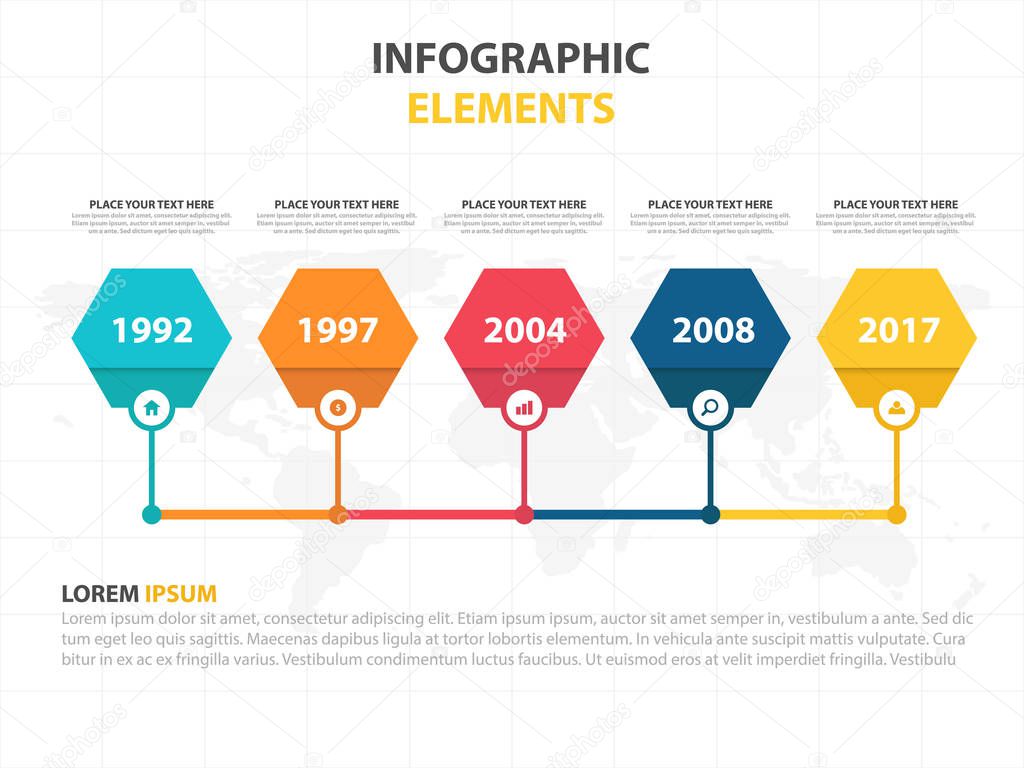 Business Infographic timeline process template, Colorful Banner 