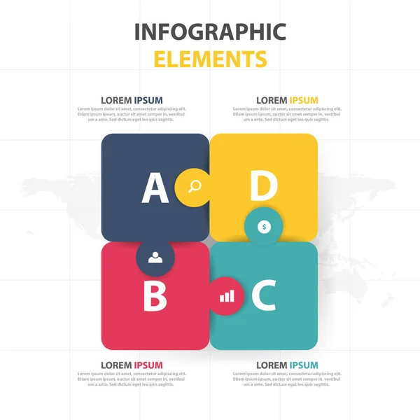 Modèle de processus d'infographie d'affaires, conception de boîte de texte de bannière colorée pour la présentation, présentation pour la conception de diagramme de flux de travail — Image vectorielle