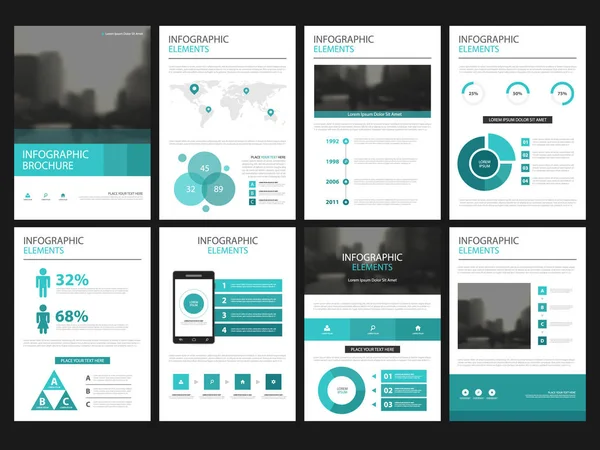 Modèle d'éléments d'infographie de présentation d'entreprise, modèle de conception de brochure horizontale du rapport annuel — Image vectorielle